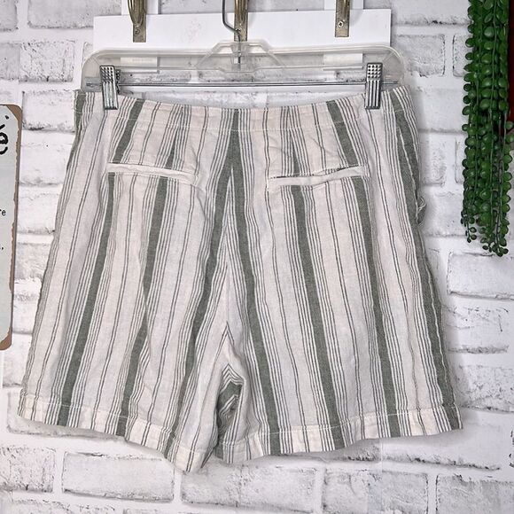 Anthropologie Striped Linen High Waisted Shorts Size 8 - Picture 2 of 7